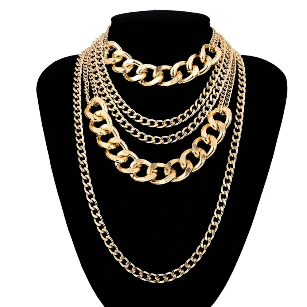 Multilayer Gold Color Chain Link Necklace
